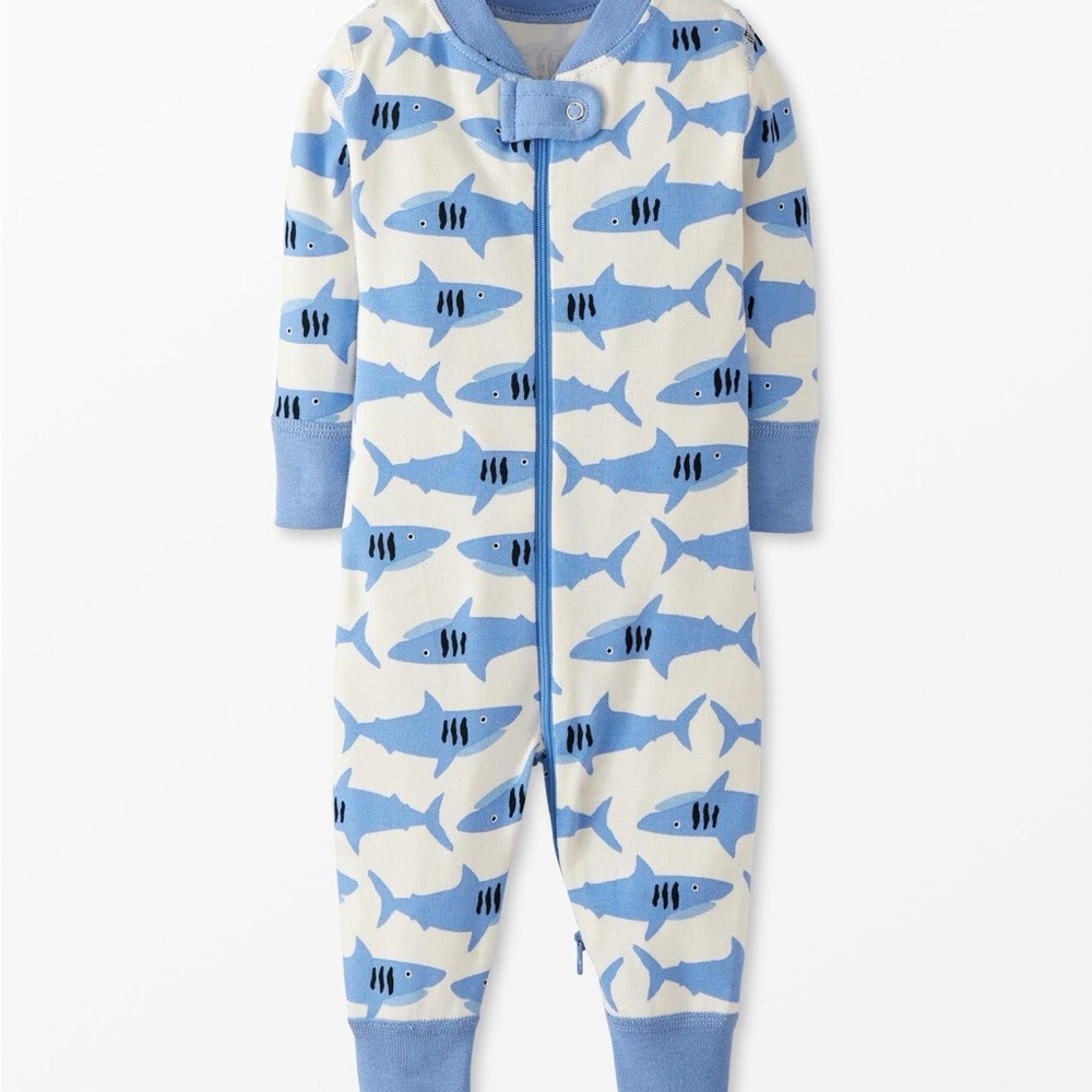 Hanna Andersson Blue Shark Print Kids Pajamas